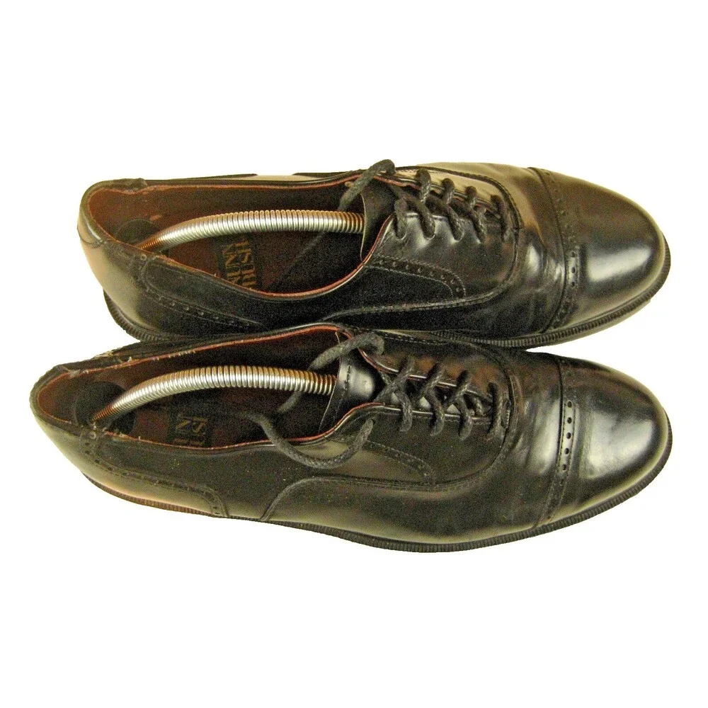 Mens Nunn Bush Black Leather Oxfords Cap Toe Lace Up Shoes sz 10.5W